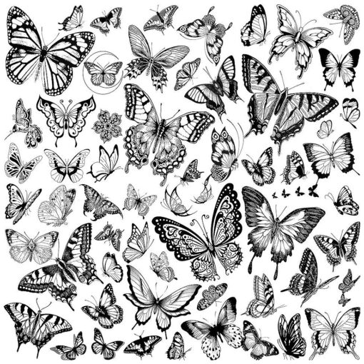 COKTAK 6 Sheets Large Black Butterfly Temporary Tattoos For Women Boobs Girls Neck Adults, Sexy Realistic Butterfly Temp Tattoos Sticker Back Waist, 3D Fake Tattoos That Look Real And Last Long