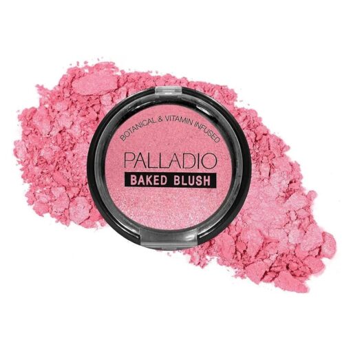 Palladio Baked Blush, Highly Pigmented Shimmery Formula, Easy to Blend and Highly Buildable, Apply Dry for a Natural Glow or Wet for a Dramatic Luminous Look, Long Lasting for All day Wear, Blushin