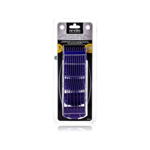 Andis 01410 Professional Master Clipper Guards - Dual Magnet Comb Set - Small, fits for MBA, MC-2, ML, PM- & PM-4, Waterproof - Purple, Set of 5