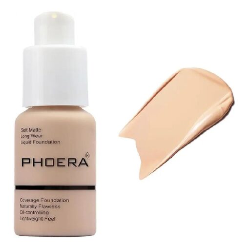 Phoera Foundation, Flawless Soft Matte Liquid 102 Nude Foundation,24 HR Oil Control Waterproof Cream Foundation Makeup .