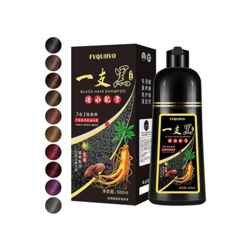 Hair Dye Shampoo 3 in 1, Hair Color Shampoo, Semi-Permanent Hair Color, Instant Black Hair Dye, Safe & Professional Hair Dye Shampoo, Easy To Use, For Salon & Home DIY 16.9 FL OZ ( Black )