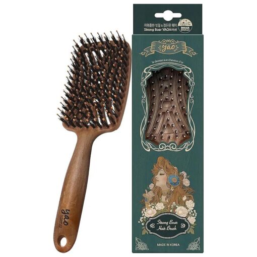 Yao Boar Bristle Hair Brush for Women Men Kids, Detangle Ventilated Hair Brush for Thick Curly Thin Long Short Dry Hair to Makes Hair Shiny and Improves Hair Texture