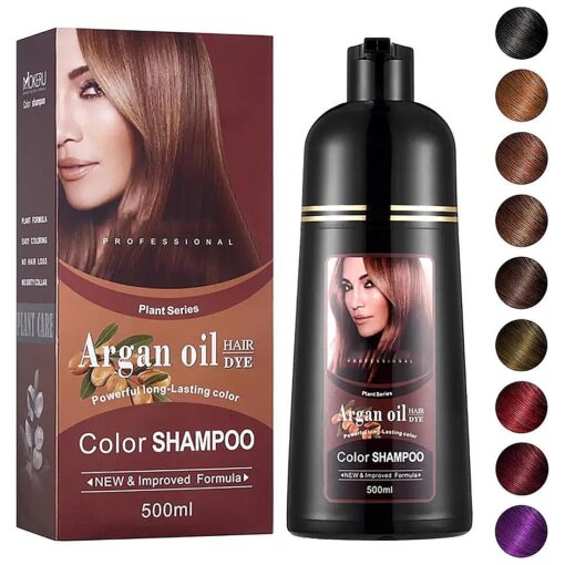 Dark Brown Hair Dye 16.9 Fl Oz, Argan Oil Dark Brown Hair Shampoo, 3 in 1 Hair Dye Shampoo, Easy To Use, Semi-Permanent Hair Color Shampoo ( dark brown )