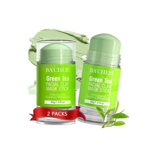 2 Pcs Green Tea Mask Stick, Blackhead Remover Mask with Green Tea Extract, Green Mask Stick for Deep Pore Cleansing, Moisturizing, Oil Controlling