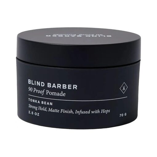 Blind Barber 90 Proof Hair Pomade for Men - Strong Hold, Natural Finish - Water-Based Pomade for Men with Hops & Tonka Bean - Free of Greasy Oils, Easy to Use Matte Pomade - ( 2.5 Oz )