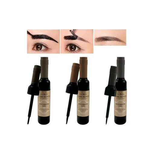 Wine Eyebrow Gel 3 Colors Wine Bottle Tattoo Brow Gel Tint Eyebrow Beauty Dyeing Eyebrow Cream Peelable Tearing Eyebrow Colouring Gel Waterproof Quick Dry Dyeing No Smudge Easy to Color