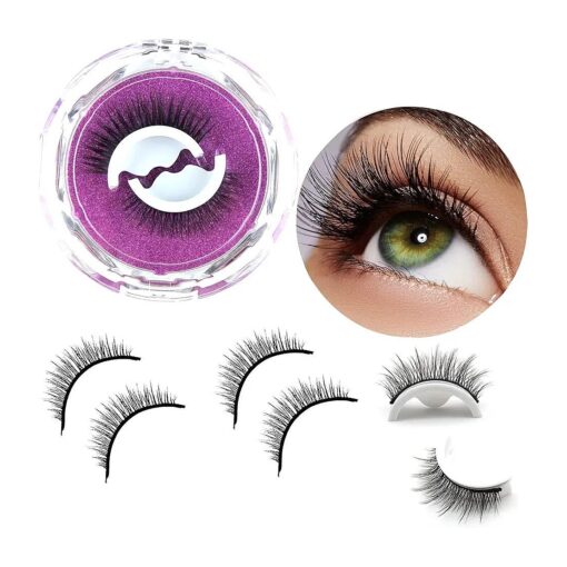 Reusable Self Adhesive Eyelashes, Reusable Adhesive Eyelashes, Self Adhesive Eyelashes Reusable Self Sticking, No Glue Eyelashes, False Eyelashes Natural Look ( 2-Pairs )