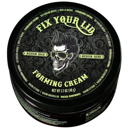 Fix Your Lid Forming Cream for Hair Styling - Men ` s Cream with Medium Hold and Shine - Match all Mens Hair Types & Styles - Easy To Wash Out - 1.7 Oz