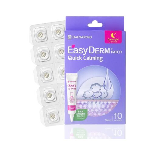 EasyDerm Quick Calming Magnesium Patches ( 10 patches ) with Cica Ampoule - Intensive Care, Pimple patches, Hydrocolloid Band, Zits Spot care - Overnight Home Care 2-8 hours, New boxs types