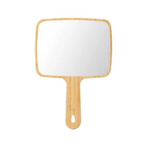 YEAKE Hand Mirror, Natural Bamboo Handheld Mirror with Handle, Single-Sided Portable Travel Vanity Mirror for Men & Women,6.9" W x 9.9" L