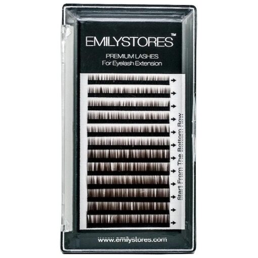 EMILYSTORES Lash Eyebrow Extensions Color Brown Thickness 0.10 mm Length 5/6/7/8MM Mixed Sizes One Tray