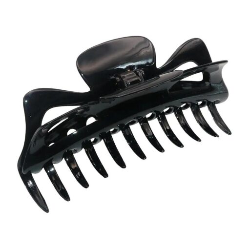 Parcelona French Classic Large 5.5 Inches Celluloid Black Claw Jaw Hair Clip Clamp Clutcher by Parcelona