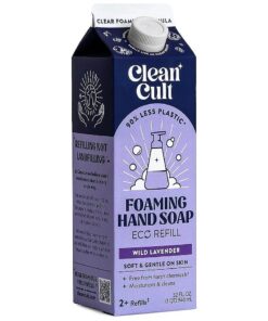 Cleancult Foaming Hand Soap Refills ( 32oz, 1 Pack ) - Foam Hand Soap that Nourishes & Moisturizes - Free of Harsh Chemicals - Paper Based Eco Refill, Uses 90 % Less Plastic - Wild Lavender