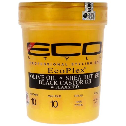 Eco Style Gel - Olive Oil And Shea Butter Black Castor Oil And Flaxseed - Superior Hold And Healthy Shine - Helps Moisturize Scalp - Repairs Damaged Follicles - Promotes Hair Growth - 32 Oz