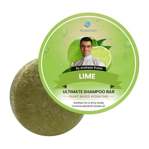 Organic Solid Shampoo Bar - Sulfate-Free, Eco-Friendly, Handmade Hair Cleanser for All Types | Moisturizing, Zero Waste Packaging | Men, Women, Curly, Oily, Dry Hair 60g Lime