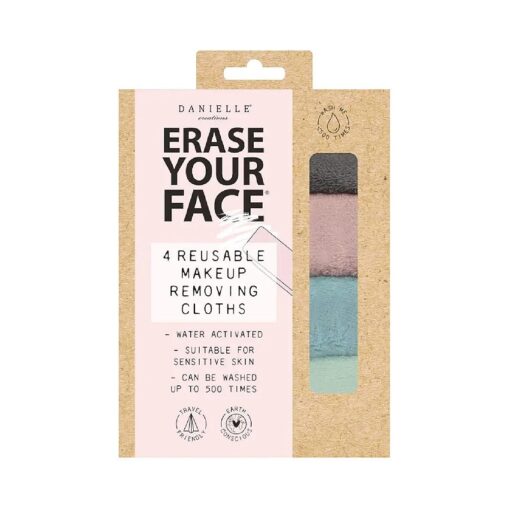 Eco Friendly Reusable Makeup Removing Cloths in New 100 % Plastic Free Recyclable Packaging ( 4 Pack Cloths, Pastels )