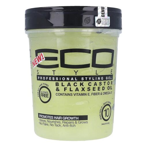 Eco Style Ecoco Gel - Black Castor Flaxseed Oil - Long Lasting Shine - Nourishes And Repairs Damaged Hair - Promotes Healthy Scalp - Provides Superior And Weightless Hold - Effortless Style - 32 Oz