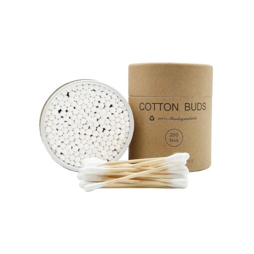 Bamboo Qtips - 400 Count - Organic Cotton buds, Biodegradable & Plastic-Free Natural Wooden Cotton Swabs for Ears & Makeup