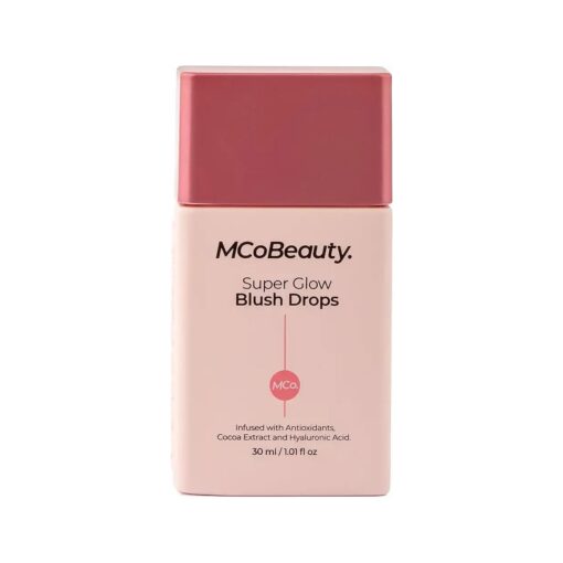 MCoBeauty Super Glow Blush Drops, Peach Pink, Luminous Flush for Radiant Cheeks, Vegan, Cruelty Free Cosmetics