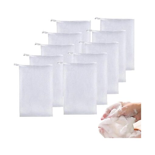 ELANE 10 Pcs Soap Mesh bag, Soap Exfoliating Bag Soap Saver Bag, Mesh Soap Bags for Soap Bars