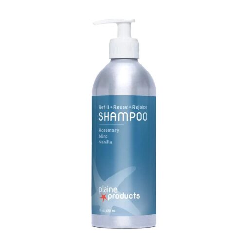 Plaine Products Eco-Friendly Shampoo - Rosemary, Mint, Vanilla - Sulfate Free, 16oz ( Refillable Bottle with pump )