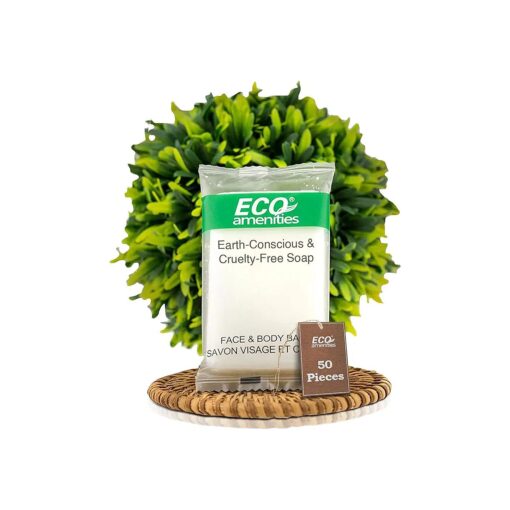 ECO amenities Bar Soap Bulk - 50 Pack, 1.0 oz Travel Size Soap Bars - Individually Wrapped Hotel Soap - Great for Vacation Rental and Airbnb Toiletries or Hygiene Kits Supplies