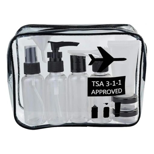 Travel Bottles and TSA Approved Toiletry Bag, Clear Quart Size with Leak-Proof Travel Containers Set Makeup Bag Accessories for Liquids Carry-On Luggage Compliant for Airplaine