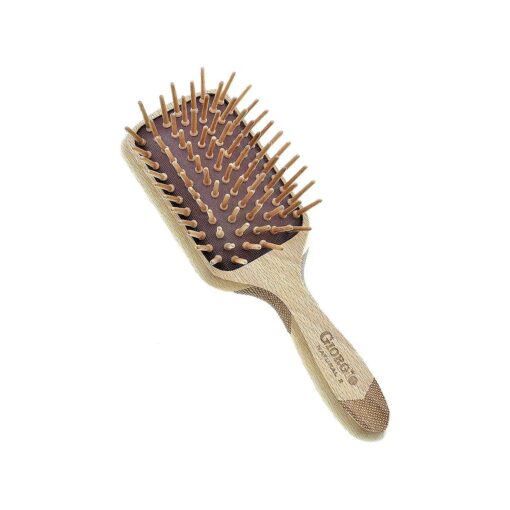 Giorgio Eco Friendly Wooden Bristle Hairbrush - Small Detangling Brush and Hair Growth Brush for Thick or Long Hair - Paddle Hair Brush Made with Anti Static Beechwood, Silicone Massage Cushion