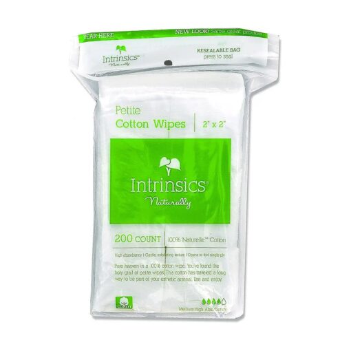 Intrinsics Petite Cotton Wipes - 2" x2", 4-ply 100 % Cotton, 200 Count