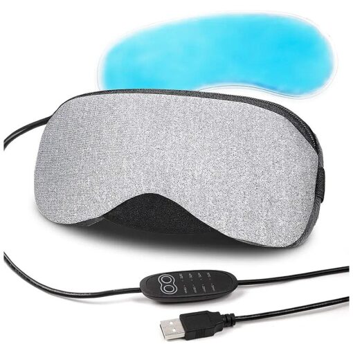 Portable Cold and Hot USB Heated Steam Eye Mask + Reusable Ice Gels for Sleeping, Eye Puffiness, Dry Eye, Tired Eyes, and Eye Bag with Time and Temperature Control, Best Mother 's Day Gift