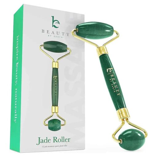 Beauty by Earth Jade Roller for Face - Face Massager Skin Care Tools with Small Eye Roller for Puffy Eyes, Face Care to Reduce Puffy Eyes, Facial Roller Self Care Gifts for Women