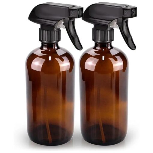 Glass Spray Bottle, Amber Bottle Set & Accessories for Non-toxic Window Cleaners Aromatherapy Facial Hydration Watering Flowers Hair Care ( 2 Pack/16oz ) ( Amber )