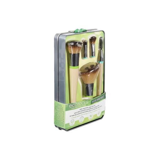 EcoTools Interchangeables Daily Essentials Total Face Makeup Brush Kit, Essential Oils, Multiuse Face Makeup Brushes, Bronzer, Blush, Powder, & Eyeshadow Brushes, Cruelty-Free & Vegan, 8 Piece Set