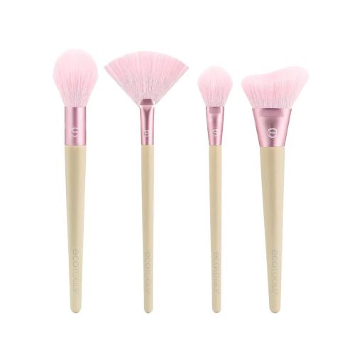 EcoTools Elements Limited Edition Wind-Kissed Professional Makeup Brush Set, For Bronzer, Blush, or Highlighter, Ecofriendly Makeup Brushes for Liquid, Cream, or Powder Products, Vegan, 4 Piece Set