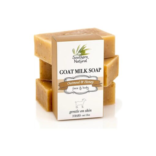 Oatmeal Soap Bar - 3 Pack - Unscented Goat Milk Soap For Eczema, Psoriasis & Dry, Sensitive Skin, Fragrance Free ( Each Bar 4-4.5 oz )