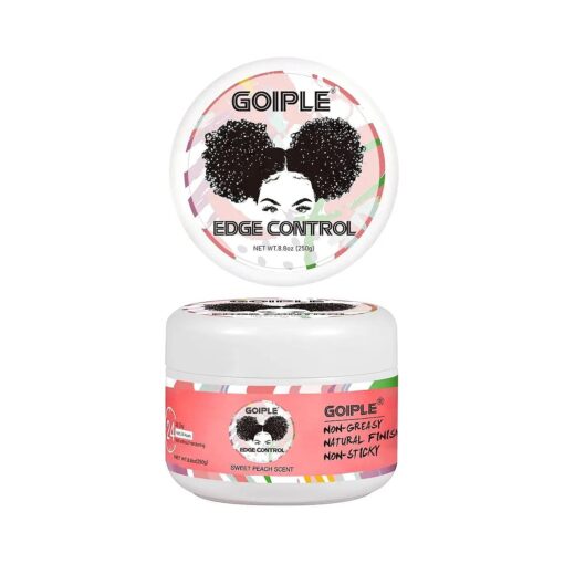 Goiple 8.25oz Edge Control Wax for Women Strong Hold Non-greasy Edge Control Smoother Edge Wax Styling Fixer Edge Control for Black Hair No Flaking, White Residue, Shine and Smooth ( Sweet Peach )