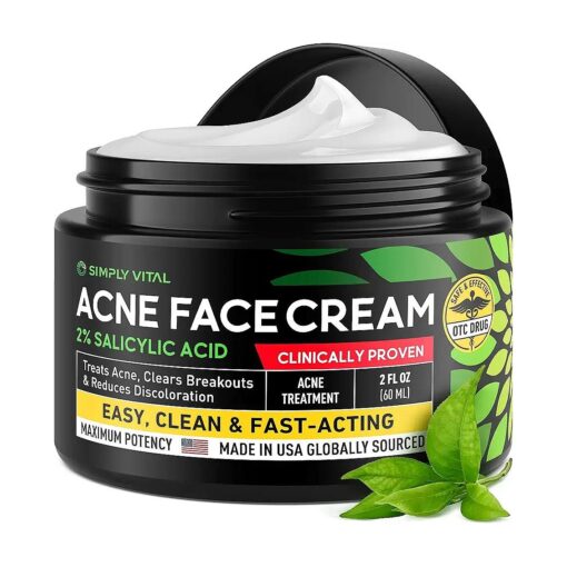 Acne Medication Face Cream - Made in USA Fast Acting Drug Acne Treatment For Stubborn Pimple Blackhead Whitehead Blemish - Soothing Acne Moisturizer for Inflammation Relief & Acne Scar Prevention 2oz