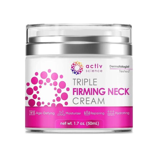 ACTIVSCIENCE Neck Firming Cream - Natural Anti-Aging Facial Moisturizer with Retinol Collagen & Hyaluronic Acid - Day & Night Anti-Wrinkle Cream - Firming, Hydrating Face Cream