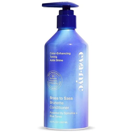 Eva NYC Brass to Sass Brunette Conditioner, Blue Conditioner for Brassy Hair, Neutralizes Brassy Red and Orange Tones, 8.8 fl oz