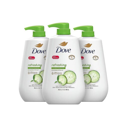 Dove Body Wash with Pump Refreshing Cucumber and Green Tea Refreshes Skin Cleanser That Effectively Washes Away Bacteria While Nourishing Your Skin 30.6 Fl oz ( Pack of 3 )