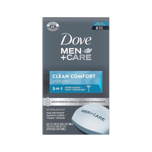 DOVE MEN + CARE Body Soap and Face Bar to Hydrate Skin Clean Comfort More Moisturizing Than Bar Soap 3.75 oz 6 Bars