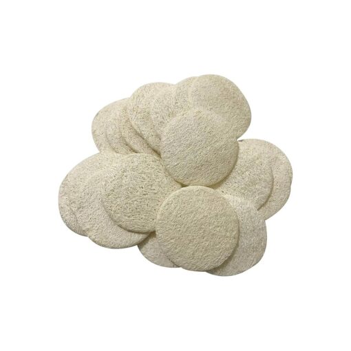 Facial Loofah Pads, 2.36 inches Round Complexion Natural Loofah Facial Discs Exfoliating Facial Loofah Skin Scrub Pack of 20