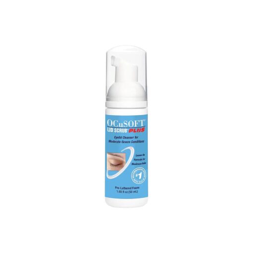 OCuSOFT Lid Scrub PLUS Foam- Moderate to Severe Eyelid Conditions - Instant Foaming Eyelid & Eyelash Cleanser - Extra Strength Daily Eyelid Cleanser to Remove Oil, Dirt, Pollen & Eye Makeup-1.68 fl oz