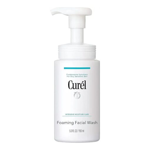 Curel Japanese Skin Care Foaming Daily Face Wash for Sensitive Skin, Hydrating Facial Cleanser for Dry Skin, pH-Balanced and Fragrance-Free, 5 Ounces ( Step 2 of 2-Step Skincare )