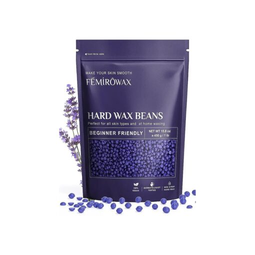 Wax Beads, 1lb Hard Wax Beans for Hair Removal Sensitive Skin with Lavender Formula Waxing Beads for Full Body Brazilian Bikini Face Eyebrow at Home Wax Refill for Women Men