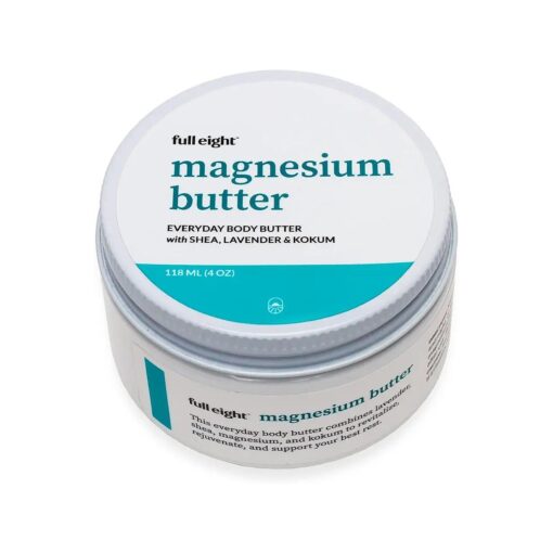 Organic Magnesium Body Butter - Fast Absorption, Deep Penetrating, Moisturizing and Leg Calming Cream, Sleep Support, Detoxification, Beeswax-Based Exfoliating Application, Made in USA 4oz