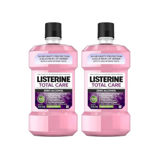 Listerine Total Care Zero Alcohol Anticavity Mouthwash, Bad Breath Treatment, Alcohol Free Mouthwash for Adults ; Fresh Mint Flavor, 1 L ( Pack of 2 )