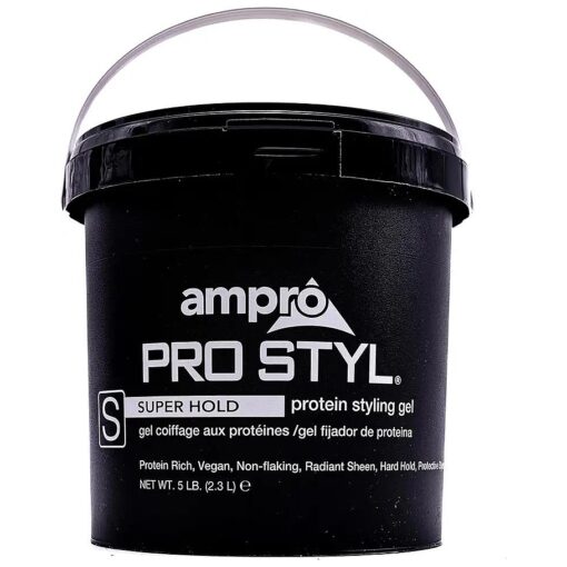 AmPro Pro Styl Styling Gel - Protects and Strengthens Your Strands - Non-Flaking, Alcohol Free, Vegan Formula - Flexible, Touchable Hold for All Hair Textures - Super Hold - 5 oz