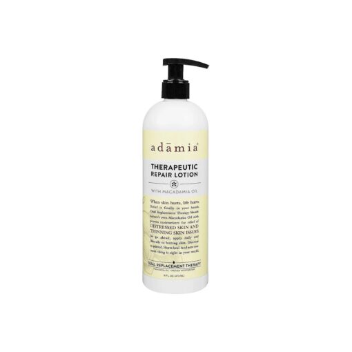 Adamia Therapeutic Repair Lotion with Macadamia Nut Oil and Promega-7, 16 Fl Oz Bottle- Fragrance Free, Paraben Free, Non GMO, White