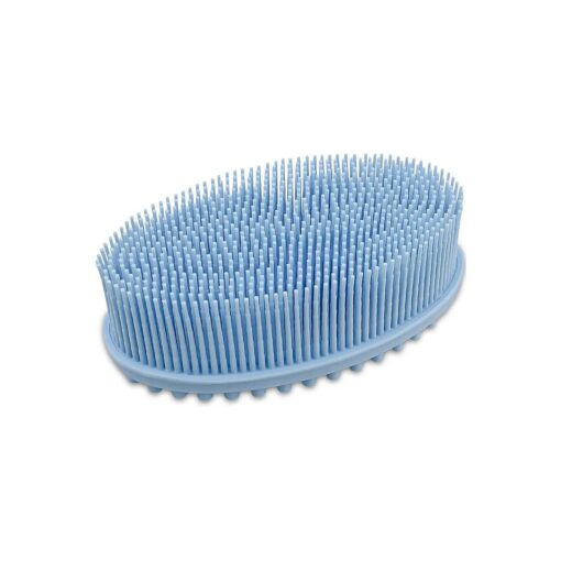 Exfoliating Silicone Body Scrubber Silicone Bath Brush Silicone Shower Loofah for Gentle Massage Skin Long Lasting Lathers Well Easy to Clean More Hygienic Than Traditional Loofah Body Brush ( Blue )